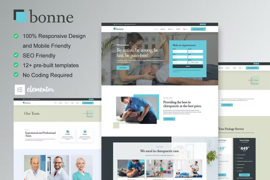 BONNE – CHIROPRACTIC & PHYSIOTHERAPY ELEMENTOR TEMPLATE KIT
